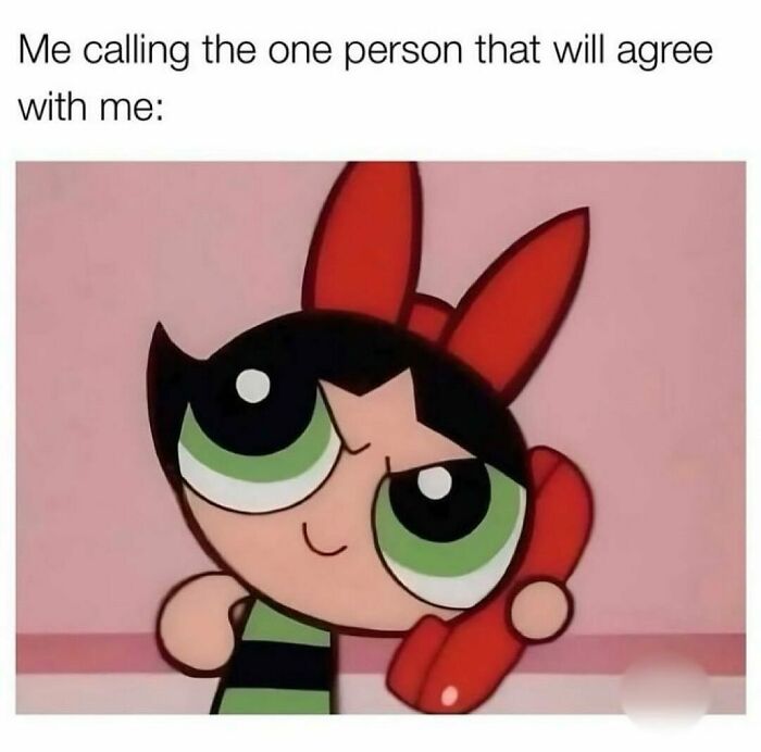 Cartoon character with a phone, illustrating a relatable meme moment.