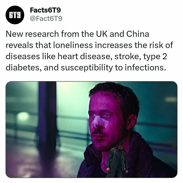 Man with a bruised face in a purple light, highlighting the theme of self-domestication in dogs.