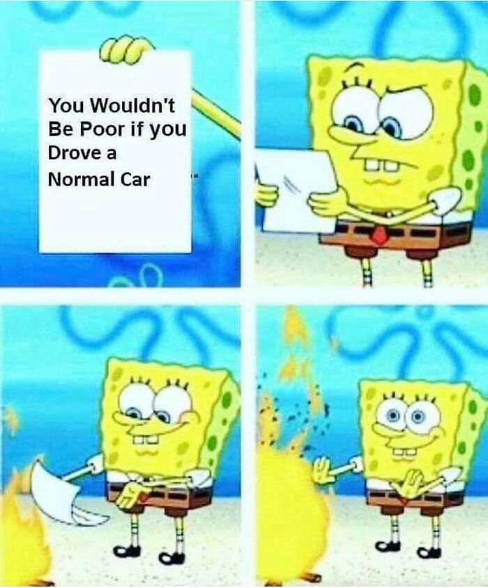 SpongeBob meme humorously addressing the cost of driving a car.