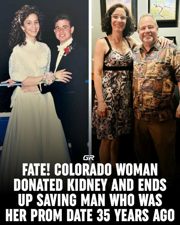 Prom photo and reunion of a woman who donated her kidney to save her prom date 35 years later.