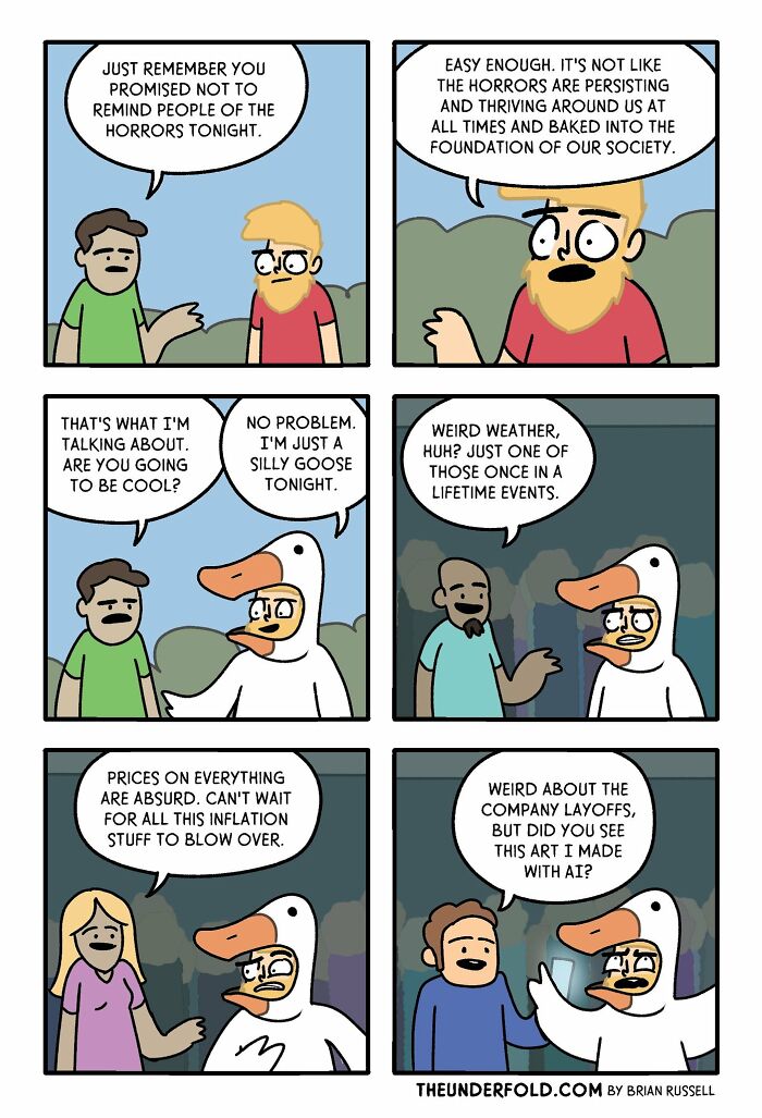 Real-life-inspired comic about relatable conversations on societal issues, featuring characters discussing humor and irony.