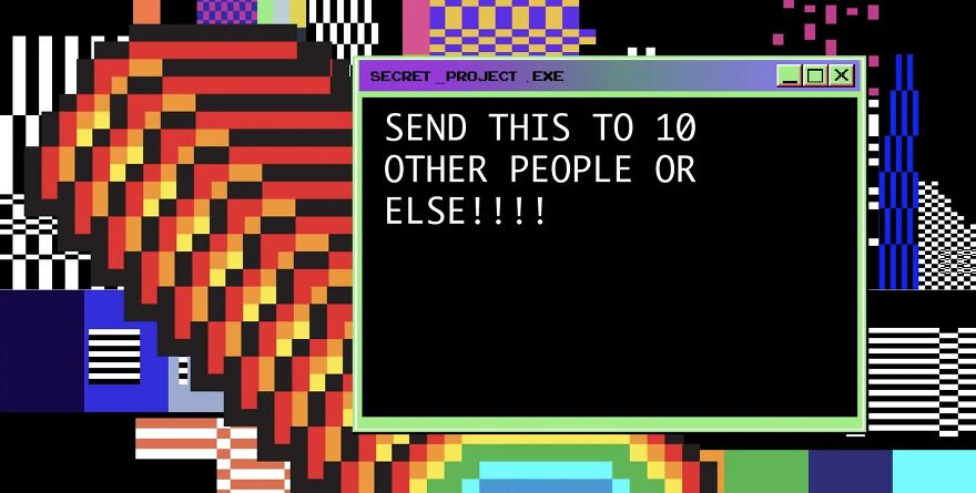 Message about viral trends warning of bad luck if not shared with 10 people.