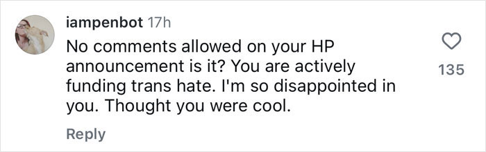 Comment expressing disappointment at Nick Frost's role as Hagrid in the 'Harry Potter' series.