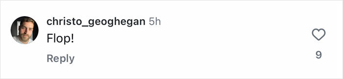 Comment criticizing Nick Frost's casting as Hagrid in 'Harry Potter' series, stating, "Flop!