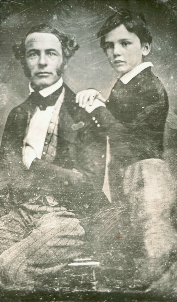 Vintage rare photo of two famous historical figures in formal 19th-century attire, capturing a timeless moment.
