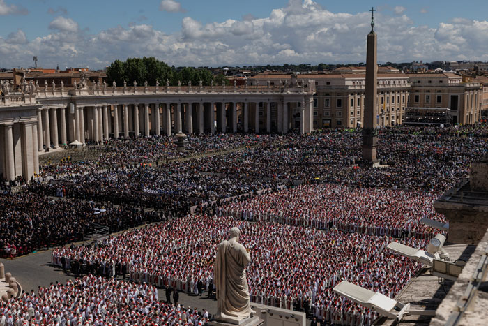 Thousands gather in St. Peter's Square for Pope Francis's farewell.