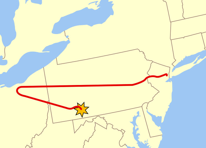 Map showing a last-minute decision point marked with a star that changed the course of history in the United States.