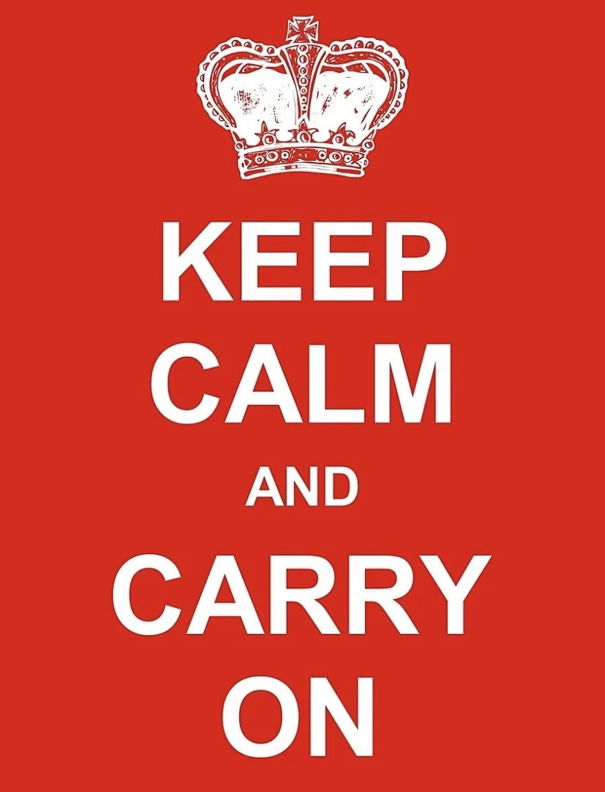 "Keep calm poster with crown, symbolizing viral trends."