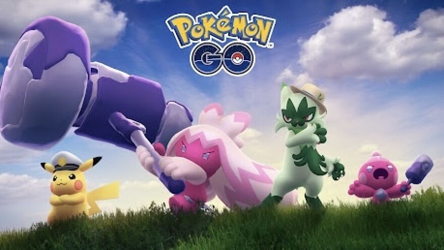 Pokémon characters with playful poses, set against a vibrant sky, highlighting viral gaming trends.