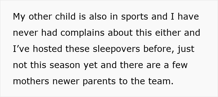 Text excerpt discussing hosting sleepovers and sports, addressing new team parents. Text excerpt discussing hosting sleepovers and sports, addressing new team parents.
