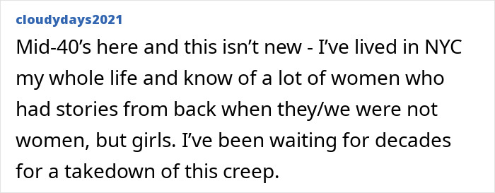 Text comment on allegations against Jared Leto, mentioning stories from NYC women.