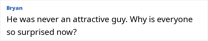 Text comment discussing surprise over Jason Biggs' weight loss transformation.