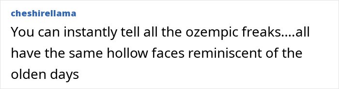 Text comment mentioning hollow faces associated with weight loss.