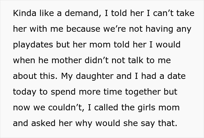 Text message about mom assuming another will babysit her daughter without asking, disrupting planned mother-daughter time. 