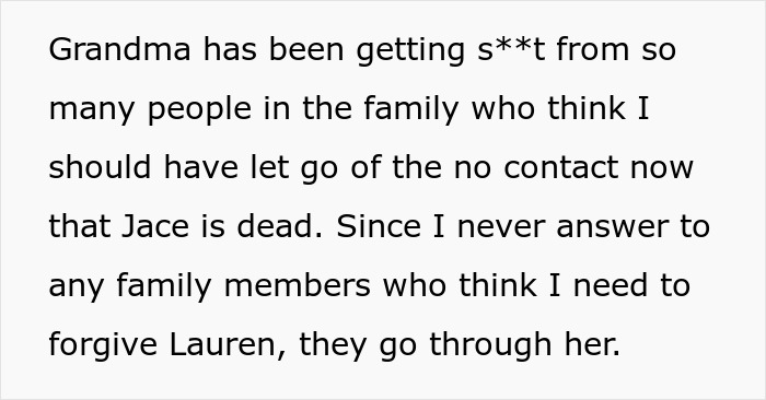 Text message about family conflict over rekindling sister relationship after a man's death.