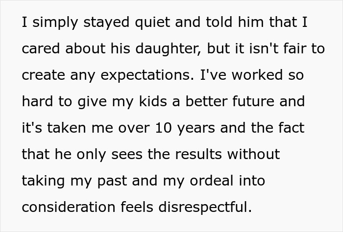 Text message explaining a woman's feelings on unfair expectations and respect.