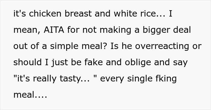 Woman Refuses To Treat BF's Cooking Nicely Since She Considers It 'Hypocrisy,' He Gets Really Upset