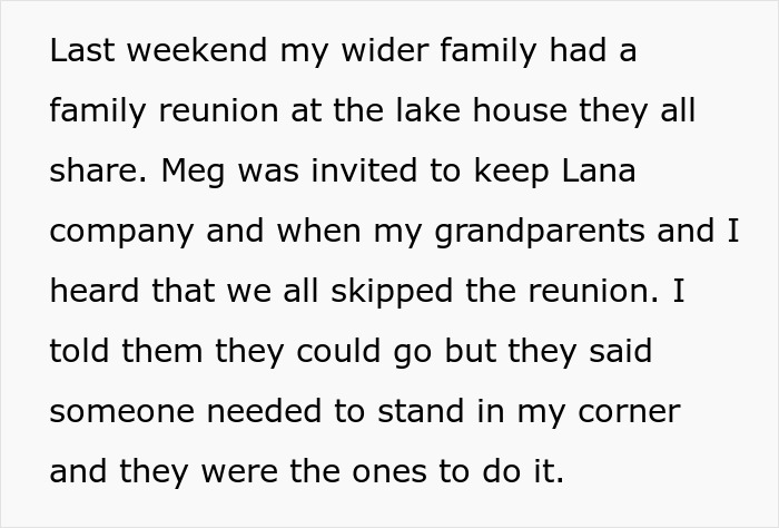 Teen discusses family reunion and choosing to skip it due to harassment issues.