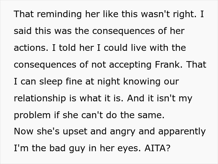 Text discussing a mom facing consequences for her actions involving a controlling stepdad as kids react. Text discussing a mom facing consequences for her actions involving a controlling stepdad as kids react.