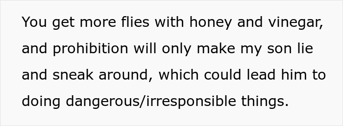 Text discussing a dad's concerns about his son sneaking around despite a relationship ban.