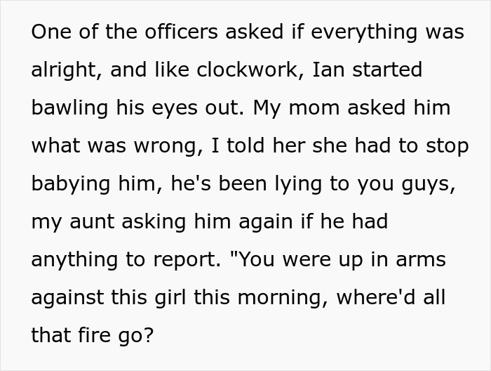 Text image about a family conflict regarding a brother's prank and the girlfriend's reaction.