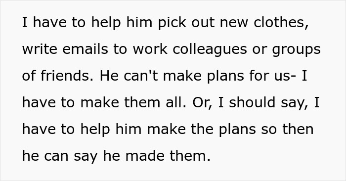 Alt text: Text excerpt describing a wife managing tasks and plans for her husband, related to husband therapist wife homework. Alt text: Text excerpt describing a wife managing tasks and plans for her husband, related to husband therapist wife homework.