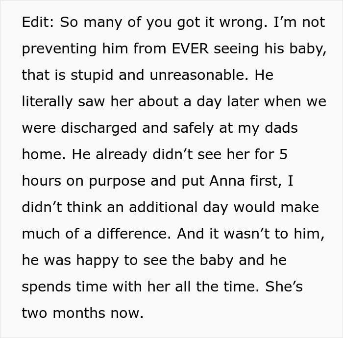 Text message explaining why husband prioritized female friend over newborn's birth.