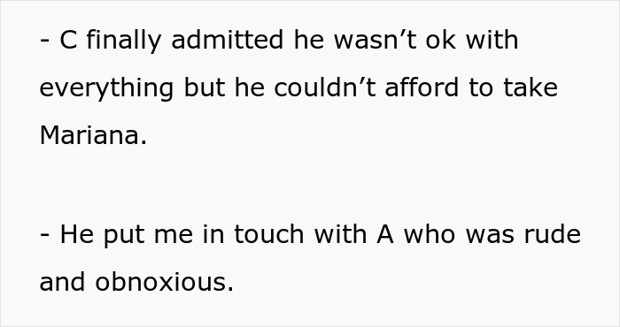 Text conversation about babysitting and financial issues related to Mariana.