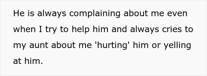 Text excerpt about a guy helping his autistic cousin, expressing challenges in their relationship.