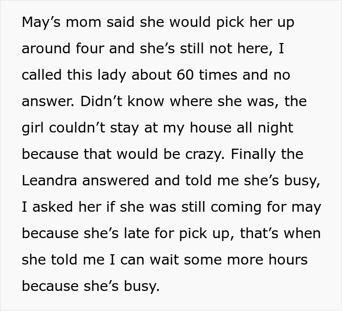 Text exchange about a woman assuming babysitting duties due to past play dates, highlighting a miscommunication.