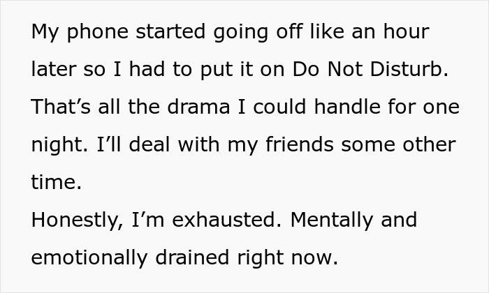 Text exchange about emotional exhaustion and dealing with drama, illustrating personal stress and boundaries. Text exchange about emotional exhaustion and dealing with drama, illustrating personal stress and boundaries.