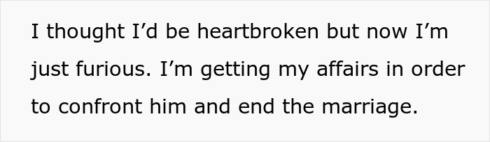 Text on a white background expressing a wife's fury after learning the truth about her husband&rsquo;s late-night drinks with a coworker.