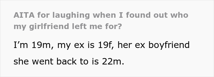 Young man laughs after girlfriend leaves him for her ex near Valentine's Day.