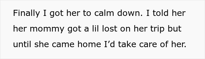 Text about babysitting daughter while mother is away on an unexpected trip.