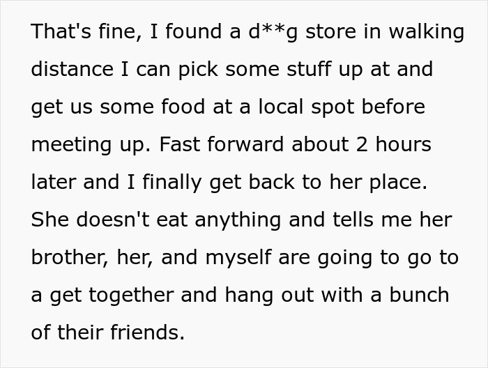 Text recounting an expensive trip to visit a girlfriend who spends little time with him.