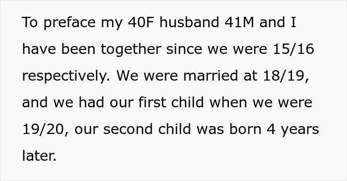 Text about a long-term relationship and family milestones starting from teenage years.