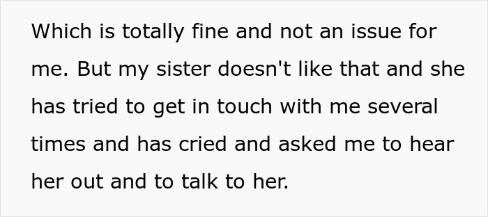 Text discussing a sister's distress over relationship choices and attempts to reconcile, related to STD-spreading ex. Text discussing a sister's distress over relationship choices and attempts to reconcile, related to STD-spreading ex.