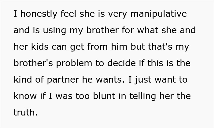 Text discussing family's decision on assets and biological children.