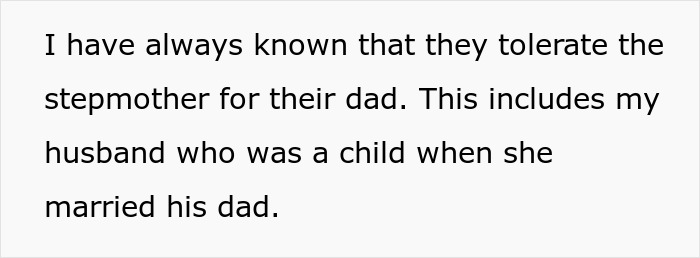 Text excerpt about family dynamics, focusing on tolerance of a wedding stepmother and related upset feelings.