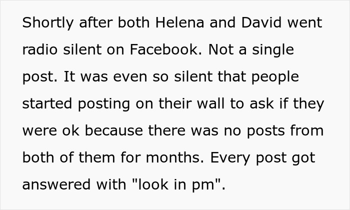 Text about parents going silent on Facebook, sparking concern, related to daughter's eating disorder and CPS involvement. Text about parents going silent on Facebook, sparking concern, related to daughter's eating disorder and CPS involvement.