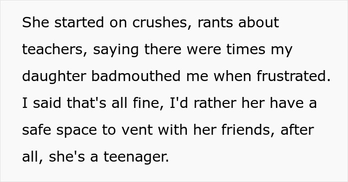 Text from a message discussing teenage behavior and parental reactions. Text from a message discussing teenage behavior and parental reactions.