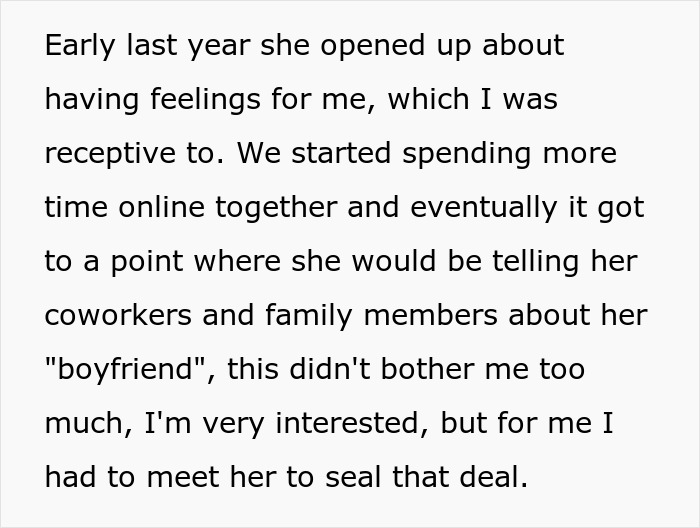 Text about a guy traveling to meet his long-distance girlfriend, who he's interested in sealing a deal with.