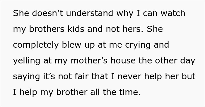 Text conversation about babysitting brother's kids, not sister's.