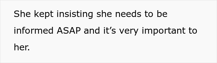 Text screenshot about a woman's decision to keep pregnancy news private from her overbearing mother-in-law.