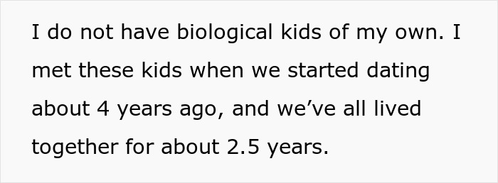 Text discusses meeting husband's kids four years ago, cohabiting for 2.5 years, implying shared parenting responsibilities. Text discusses meeting husband's kids four years ago, cohabiting for 2.5 years, implying shared parenting responsibilities.