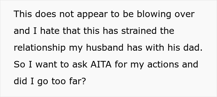 Text excerpt expressing concern about a strained relationship and asking if actions went too far in a wedding MIL upset situation.