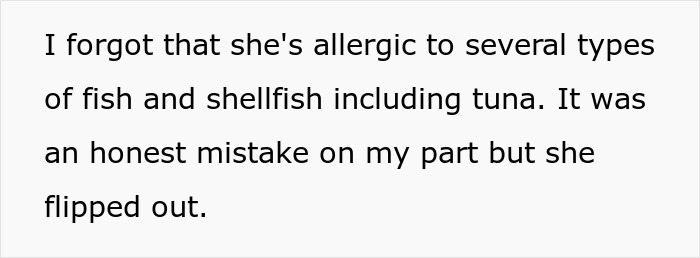Text from upset fianc&eacute;e reconsidering relationship over a sandwich mistake, mentioning fish allergy.