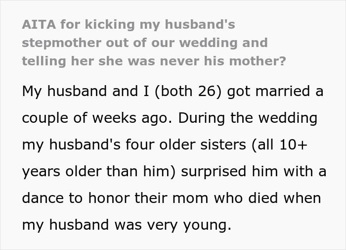 Bride looking upset during a wedding ceremony as stepmother is excluded and family tension rises over stepmom role.