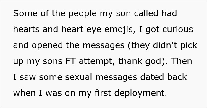 Text from a message revealing unexpected discoveries about a marriage.