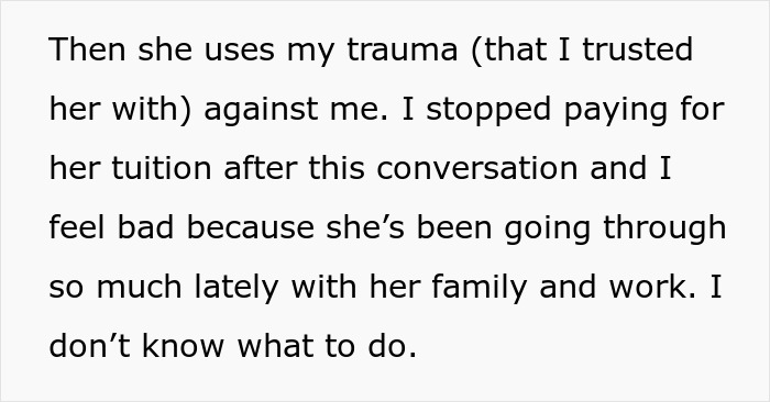 Text message discussing personal betrayal affecting friendship due to accusations related to basic hygiene practices.